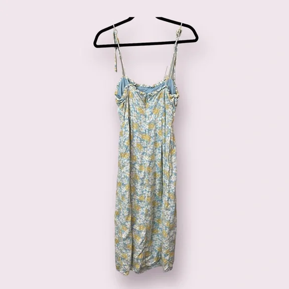 Cotton Candy LA Floral Summer Midi Dress Split Leg Blue Yellow Small - Picture 10 of 10